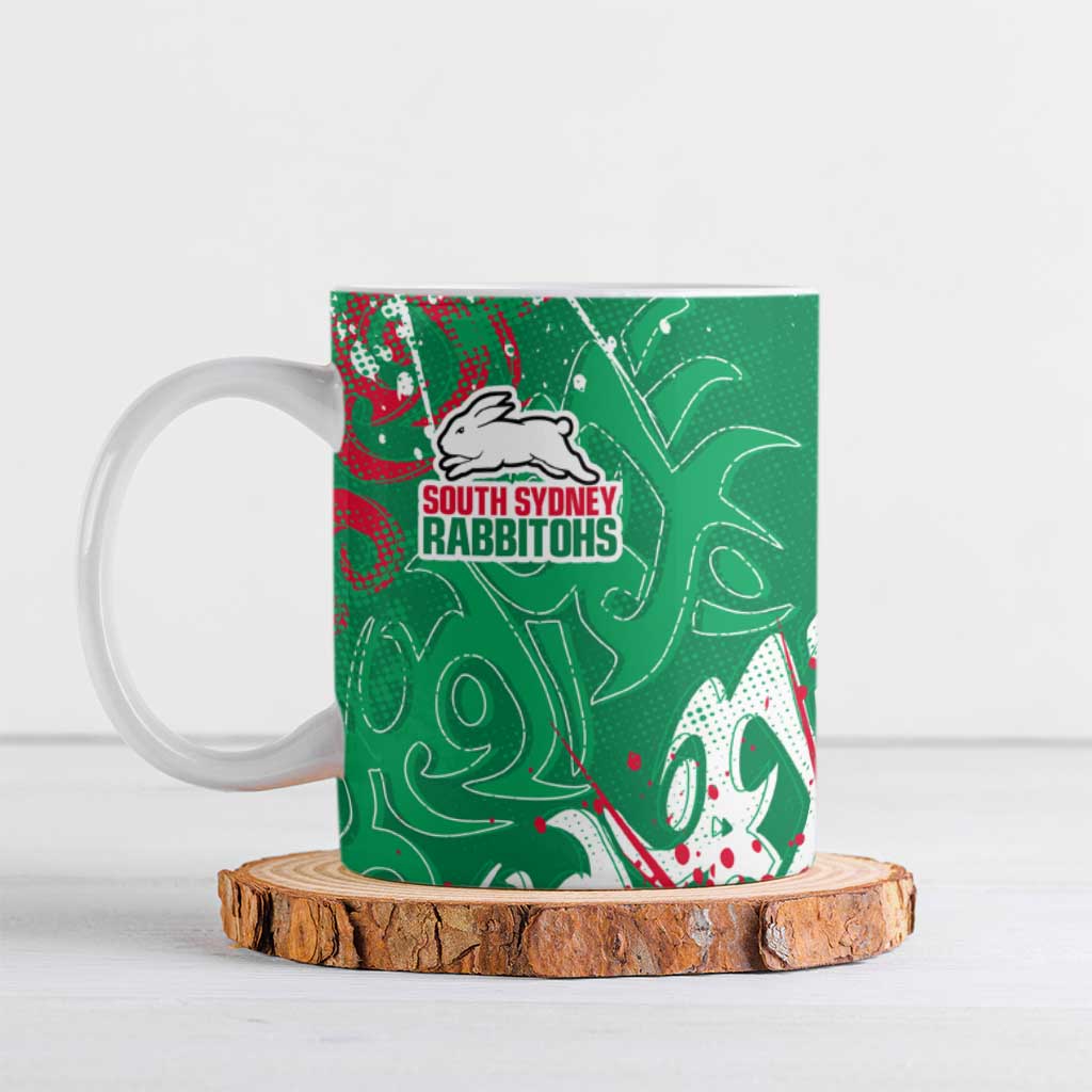 Personalized South Sydney Rabbitohs Rugby Ceramic Mug Urban Street Graffiti Style - Distressed Splatter Elements