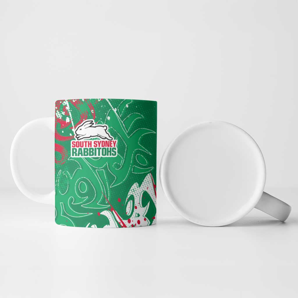 Personalized South Sydney Rabbitohs Rugby Ceramic Mug Urban Street Graffiti Style - Distressed Splatter Elements