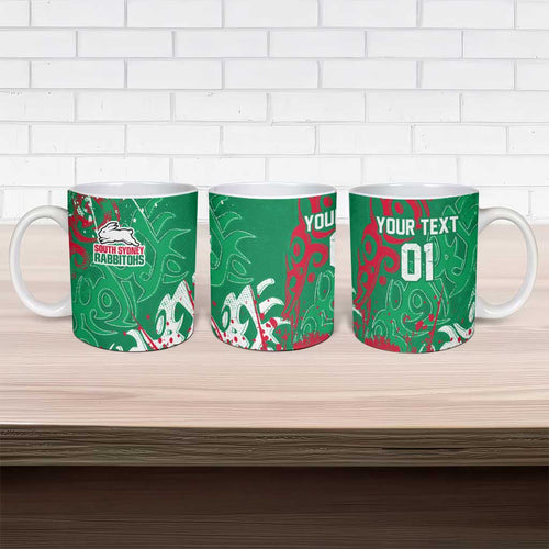 Personalized South Sydney Rabbitohs Rugby Ceramic Mug Urban Street Graffiti Style - Distressed Splatter Elements