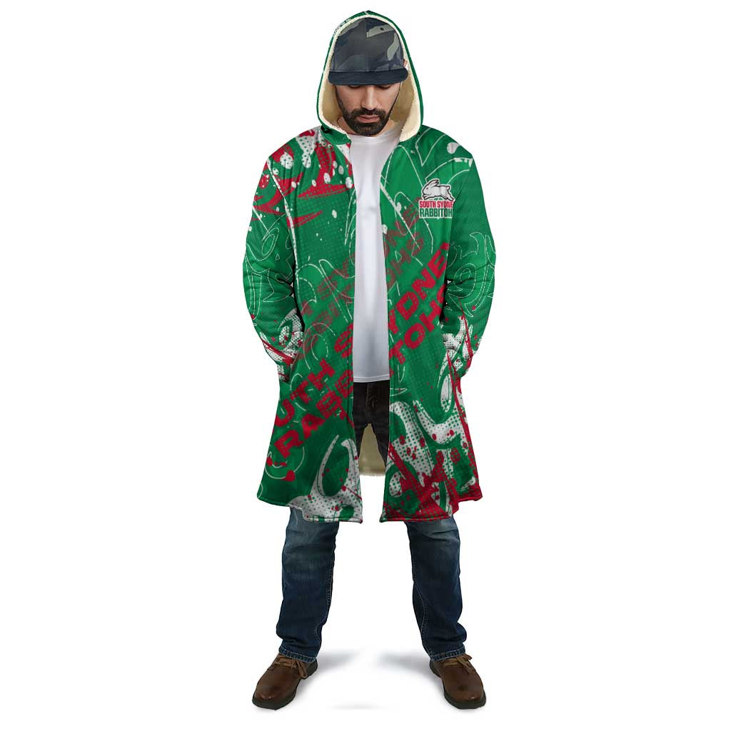 Personalized South Sydney Rabbitohs Rugby Cloak Urban Street Graffiti Style - Distressed Splatter Elements