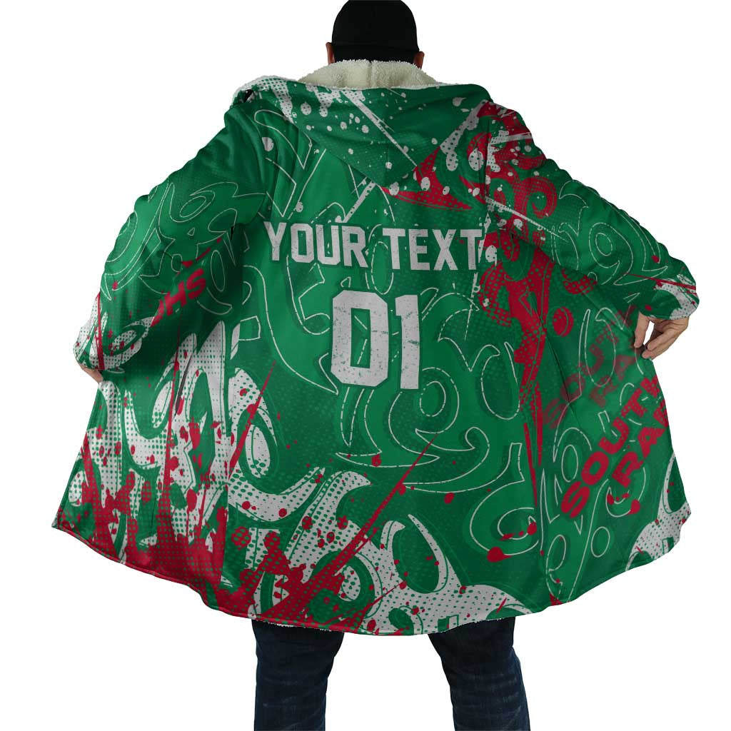 Personalized South Sydney Rabbitohs Rugby Cloak Urban Street Graffiti Style - Distressed Splatter Elements