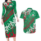 Personalized South Sydney Rabbitohs Rugby Couples Matching Long Sleeve Bodycon Dress and Hawaiian Shirt Urban Street Graffiti Style - Distressed Splatter Elements