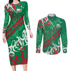 Personalized South Sydney Rabbitohs Rugby Couples Matching Long Sleeve Bodycon Dress and Long Sleeve Button Shirt Urban Street Graffiti Style - Distressed Splatter Elements