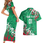 Personalized South Sydney Rabbitohs Rugby Couples Matching Short Sleeve Bodycon Dress and Hawaiian Shirt Urban Street Graffiti Style - Distressed Splatter Elements