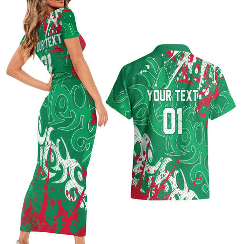 Personalized South Sydney Rabbitohs Rugby Couples Matching Short Sleeve Bodycon Dress and Hawaiian Shirt Urban Street Graffiti Style - Distressed Splatter Elements