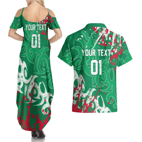 Personalized South Sydney Rabbitohs Rugby Couples Matching Summer Maxi Dress and Hawaiian Shirt Urban Street Graffiti Style - Distressed Splatter Elements