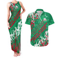 Personalized South Sydney Rabbitohs Rugby Couples Matching Tank Maxi Dress and Hawaiian Shirt Urban Street Graffiti Style - Distressed Splatter Elements