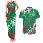 Personalized South Sydney Rabbitohs Rugby Couples Matching Tank Maxi Dress and Hawaiian Shirt Urban Street Graffiti Style - Distressed Splatter Elements
