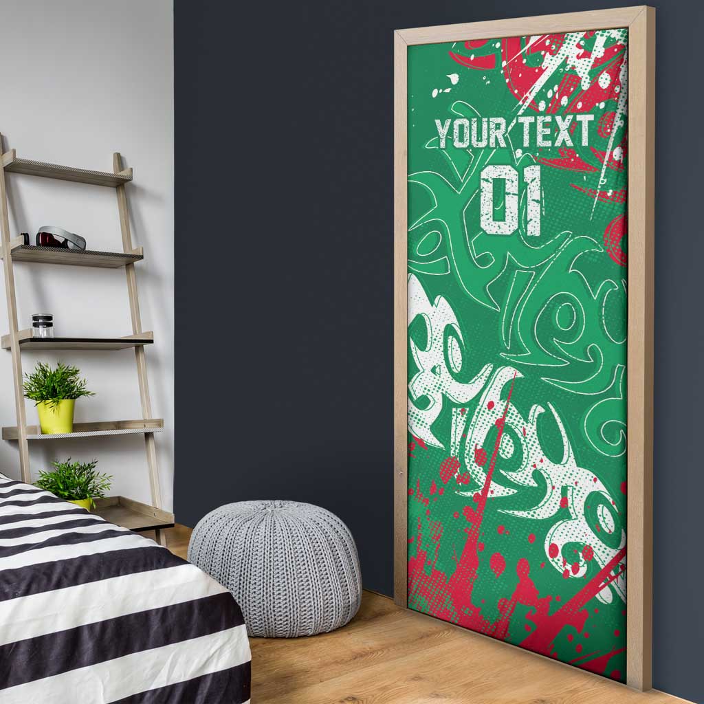 Personalized South Sydney Rabbitohs Rugby Door Cover Urban Street Graffiti Style - Distressed Splatter Elements
