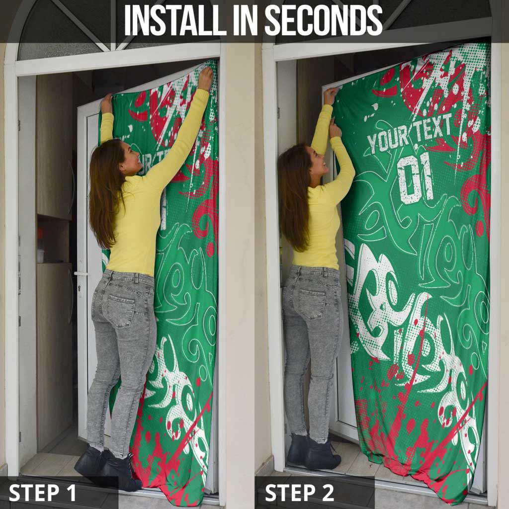 Personalized South Sydney Rabbitohs Rugby Door Cover Urban Street Graffiti Style - Distressed Splatter Elements