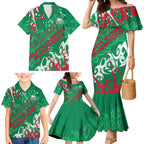Personalized South Sydney Rabbitohs Rugby Family Matching Mermaid Dress and Hawaiian Shirt Urban Street Graffiti Style - Distressed Splatter Elements