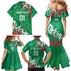 Personalized South Sydney Rabbitohs Rugby Family Matching Mermaid Dress and Hawaiian Shirt Urban Street Graffiti Style - Distressed Splatter Elements