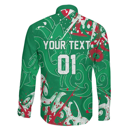 Personalized South Sydney Rabbitohs Rugby Family Matching Off The Shoulder Long Sleeve Dress and Hawaiian Shirt Urban Street Graffiti Style - Distressed Splatter Elements