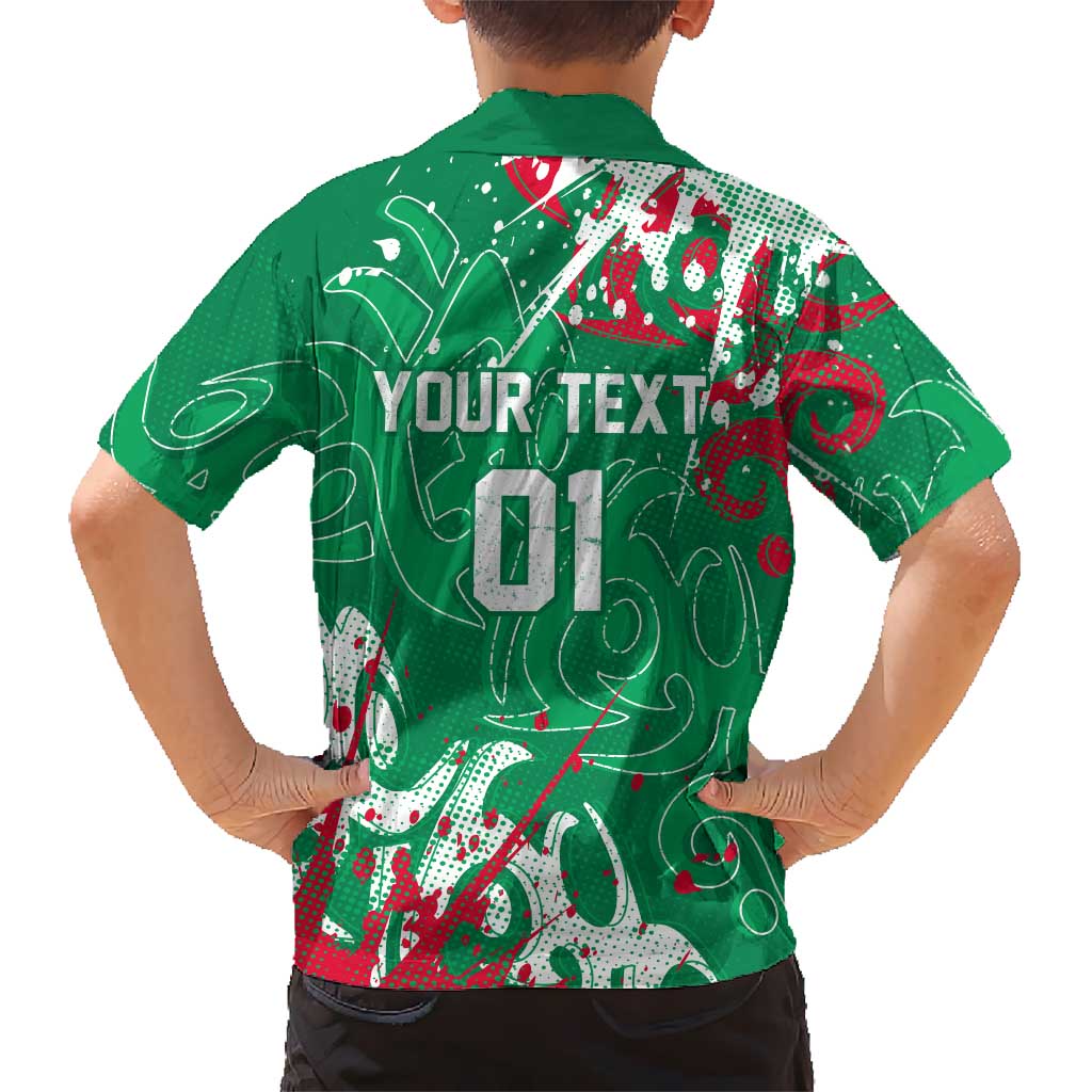 Personalized South Sydney Rabbitohs Rugby Family Matching Off Shoulder Short Dress and Hawaiian Shirt Urban Street Graffiti Style - Distressed Splatter Elements