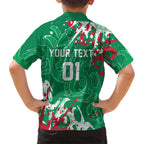 Personalized South Sydney Rabbitohs Rugby Family Matching Off Shoulder Short Dress and Hawaiian Shirt Urban Street Graffiti Style - Distressed Splatter Elements