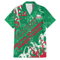 Personalized South Sydney Rabbitohs Rugby Family Matching Off Shoulder Short Dress and Hawaiian Shirt Urban Street Graffiti Style - Distressed Splatter Elements