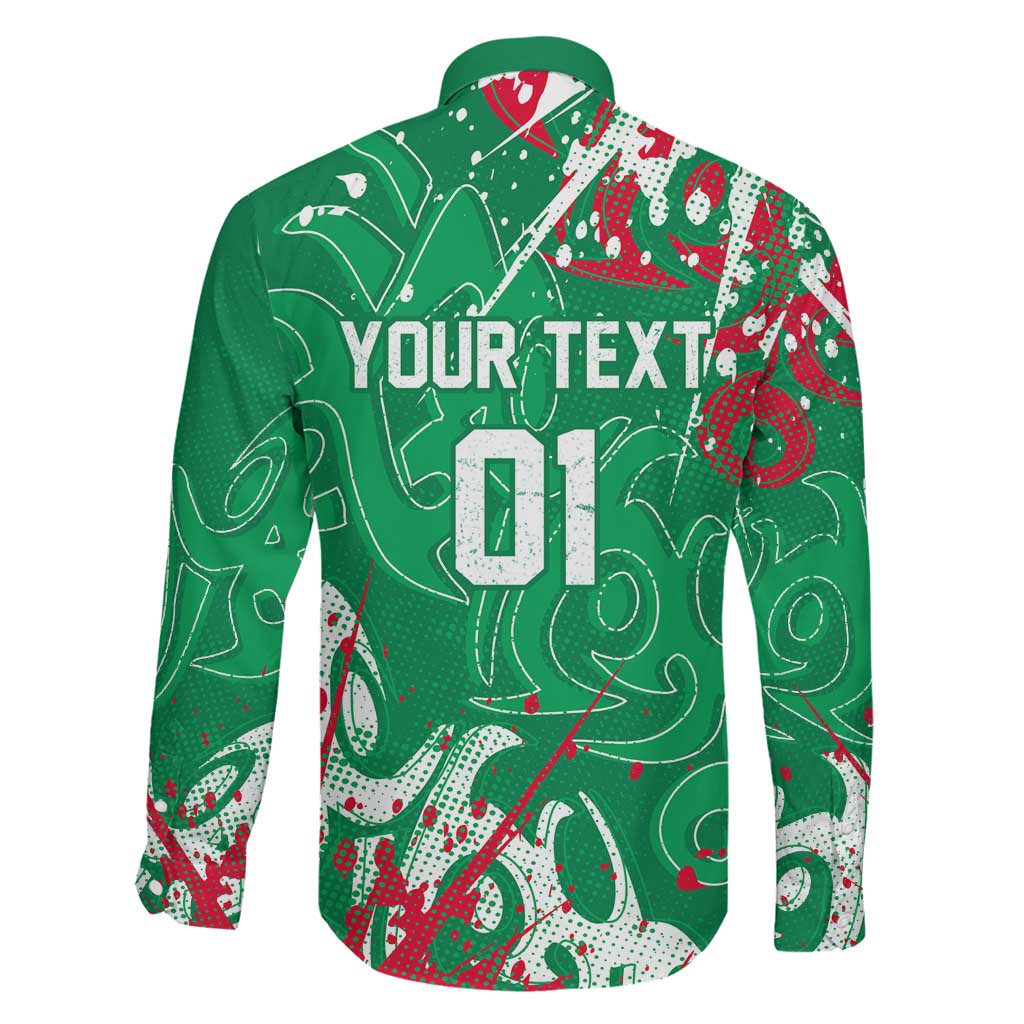 Personalized South Sydney Rabbitohs Rugby Family Matching Off Shoulder Short Dress and Hawaiian Shirt Urban Street Graffiti Style - Distressed Splatter Elements