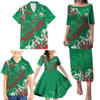 Personalized South Sydney Rabbitohs Rugby Family Matching Puletasi and Hawaiian Shirt Urban Street Graffiti Style - Distressed Splatter Elements