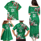 Personalized South Sydney Rabbitohs Rugby Family Matching Puletasi and Hawaiian Shirt Urban Street Graffiti Style - Distressed Splatter Elements