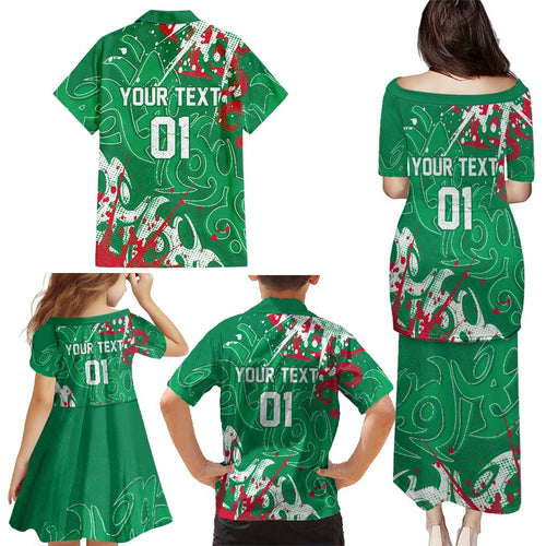 Personalized South Sydney Rabbitohs Rugby Family Matching Puletasi and Hawaiian Shirt Urban Street Graffiti Style - Distressed Splatter Elements