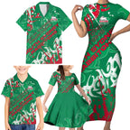 Personalized South Sydney Rabbitohs Rugby Family Matching Short Sleeve Bodycon Dress and Hawaiian Shirt Urban Street Graffiti Style - Distressed Splatter Elements