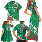 Personalized South Sydney Rabbitohs Rugby Family Matching Short Sleeve Bodycon Dress and Hawaiian Shirt Urban Street Graffiti Style - Distressed Splatter Elements