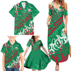 Personalized South Sydney Rabbitohs Rugby Family Matching Summer Maxi Dress and Hawaiian Shirt Urban Street Graffiti Style - Distressed Splatter Elements