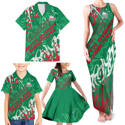 Personalized South Sydney Rabbitohs Rugby Family Matching Tank Maxi Dress and Hawaiian Shirt Urban Street Graffiti Style - Distressed Splatter Elements