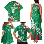 Personalized South Sydney Rabbitohs Rugby Family Matching Tank Maxi Dress and Hawaiian Shirt Urban Street Graffiti Style - Distressed Splatter Elements