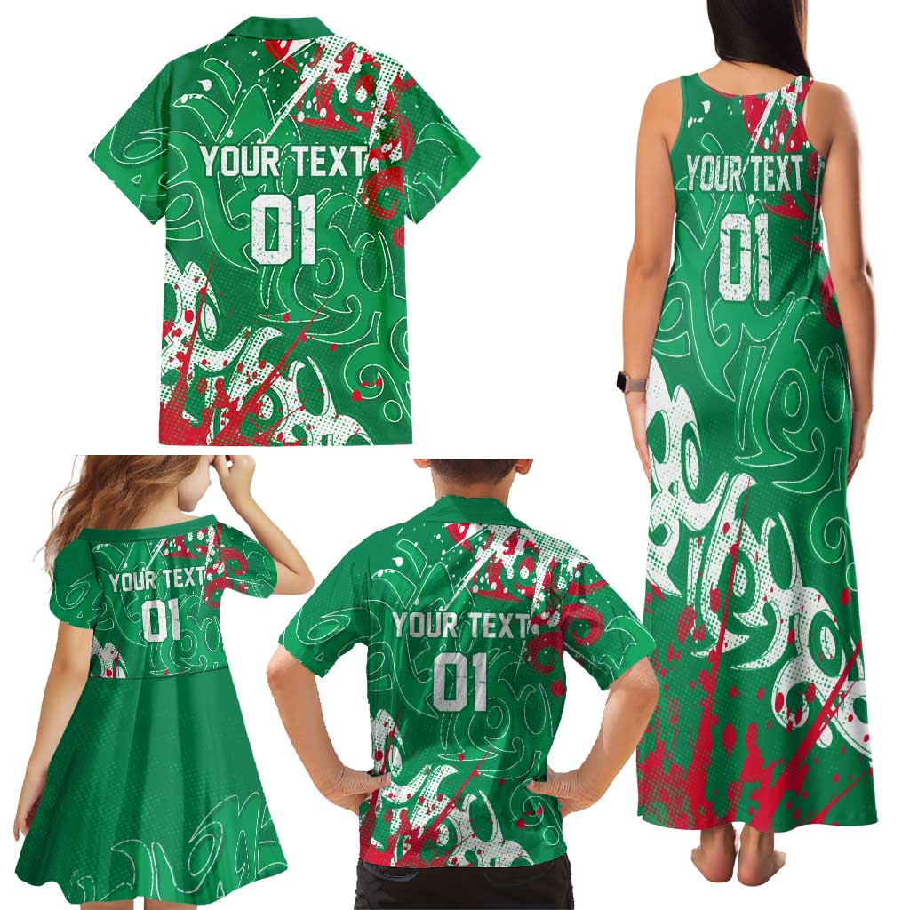 Personalized South Sydney Rabbitohs Rugby Family Matching Tank Maxi Dress and Hawaiian Shirt Urban Street Graffiti Style - Distressed Splatter Elements