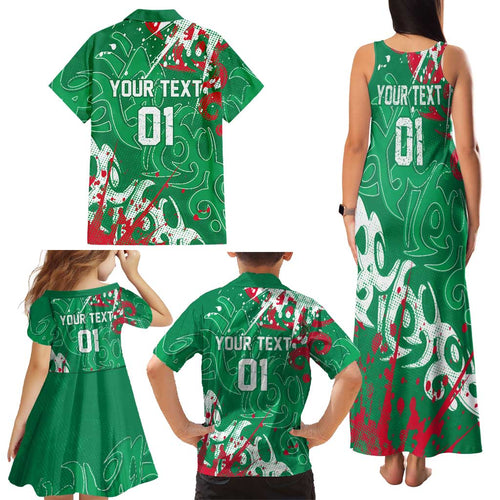 Personalized South Sydney Rabbitohs Rugby Family Matching Tank Maxi Dress and Hawaiian Shirt Urban Street Graffiti Style - Distressed Splatter Elements