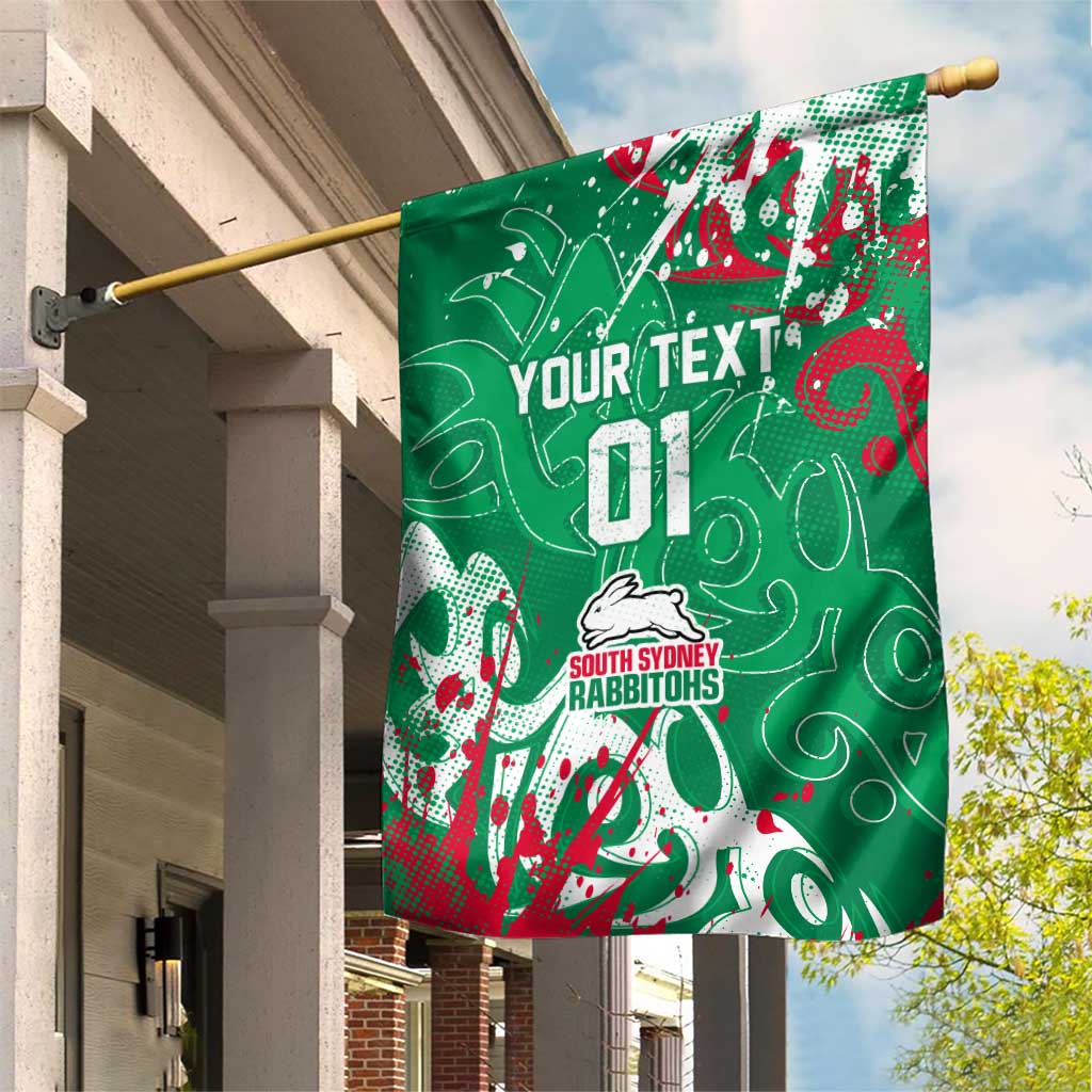 Personalized South Sydney Rabbitohs Rugby Garden Flag Urban Street Graffiti Style - Distressed Splatter Elements