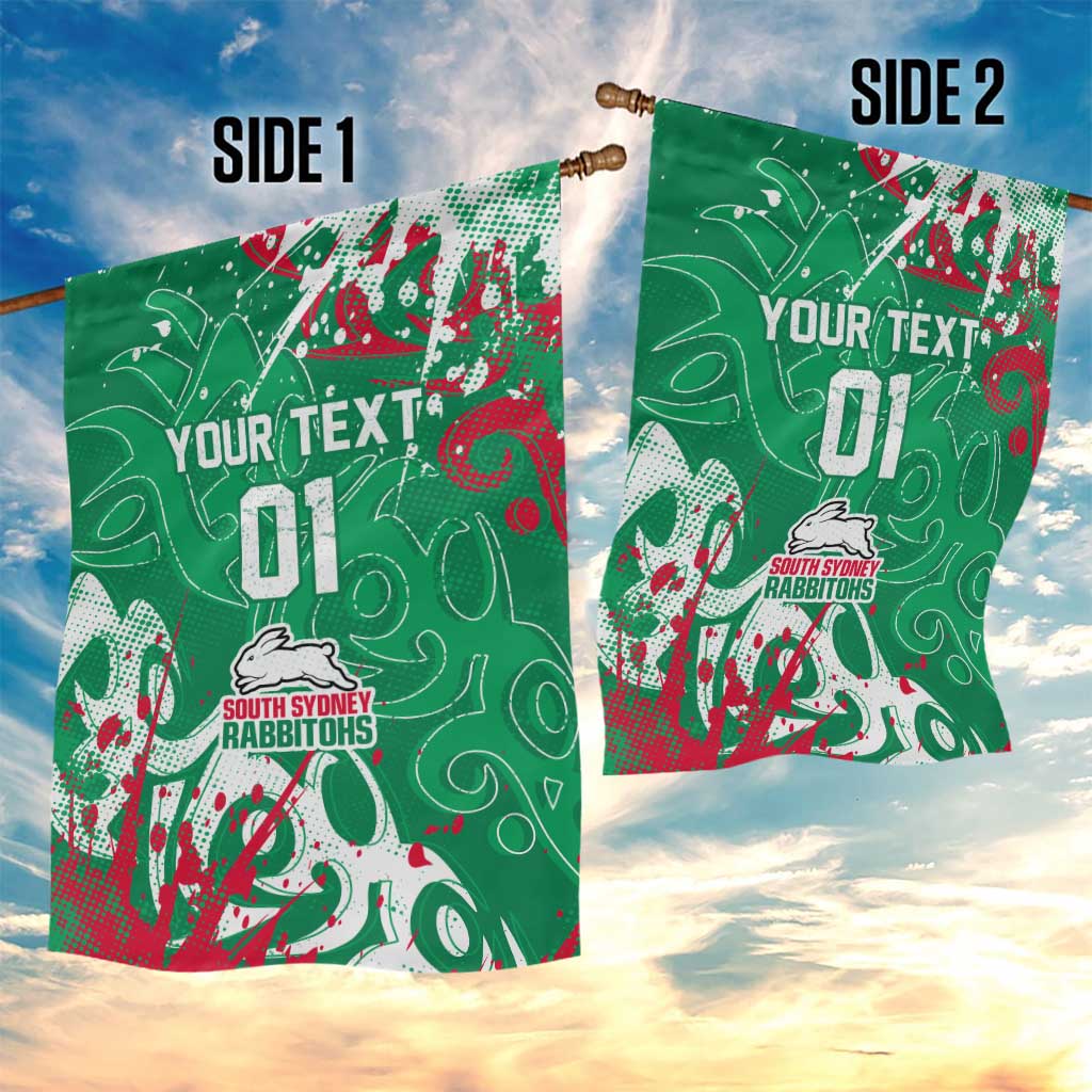 Personalized South Sydney Rabbitohs Rugby Garden Flag Urban Street Graffiti Style - Distressed Splatter Elements