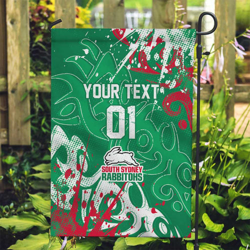 Personalized South Sydney Rabbitohs Rugby Garden Flag Urban Street Graffiti Style - Distressed Splatter Elements