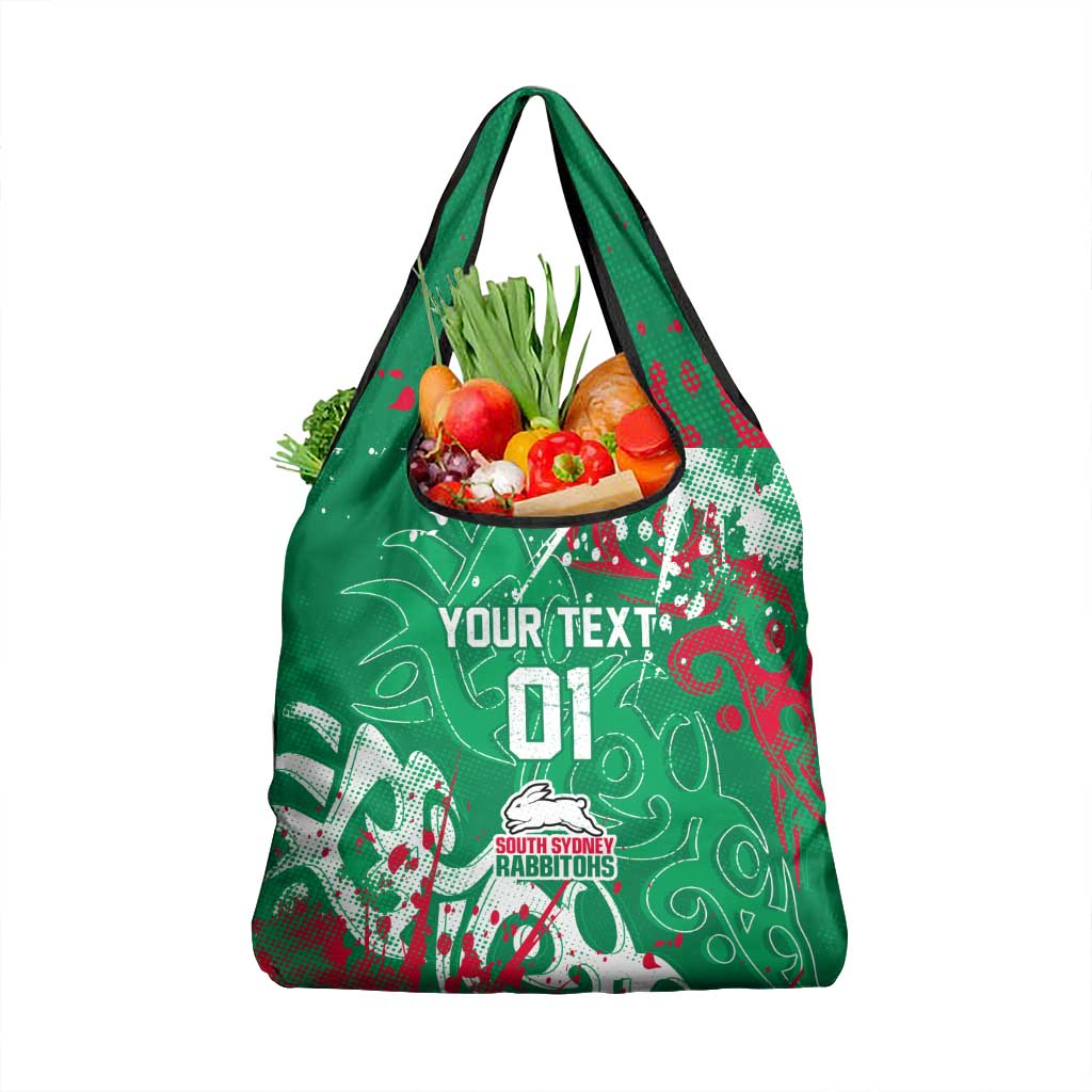 Personalized South Sydney Rabbitohs Rugby Grocery Bag Urban Street Graffiti Style - Distressed Splatter Elements