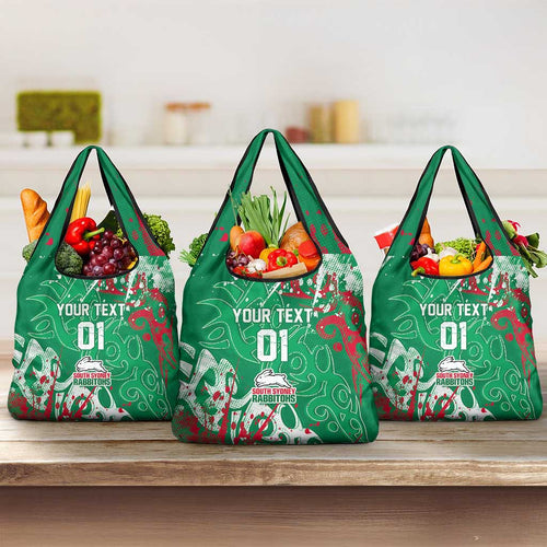 Personalized South Sydney Rabbitohs Rugby Grocery Bag Urban Street Graffiti Style - Distressed Splatter Elements
