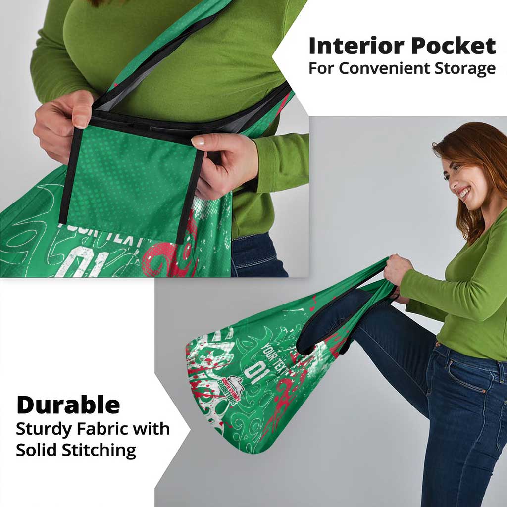 Personalized South Sydney Rabbitohs Rugby Grocery Bag Urban Street Graffiti Style - Distressed Splatter Elements