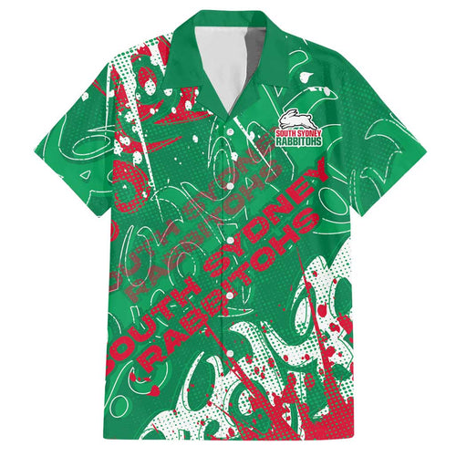 Personalized South Sydney Rabbitohs Rugby Hawaiian Shirt Urban Street Graffiti Style - Distressed Splatter Elements