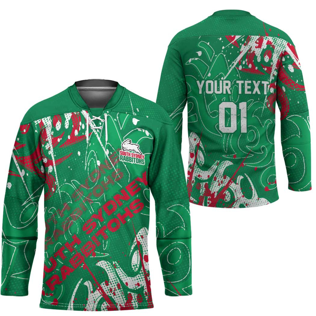 Personalized South Sydney Rabbitohs Rugby Hockey Jersey Urban Street Graffiti Style - Distressed Splatter Elements