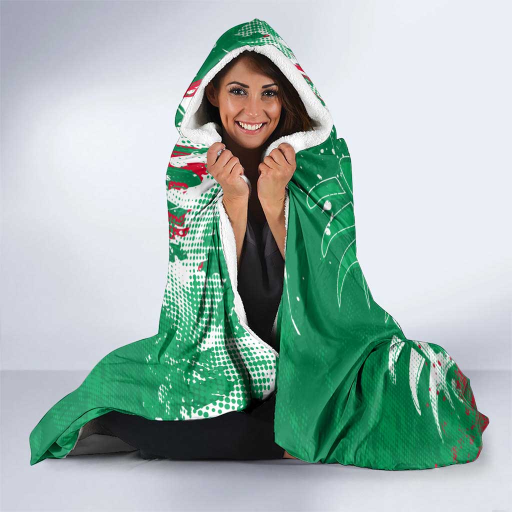 Personalized South Sydney Rabbitohs Rugby Hooded Blanket Urban Street Graffiti Style - Distressed Splatter Elements