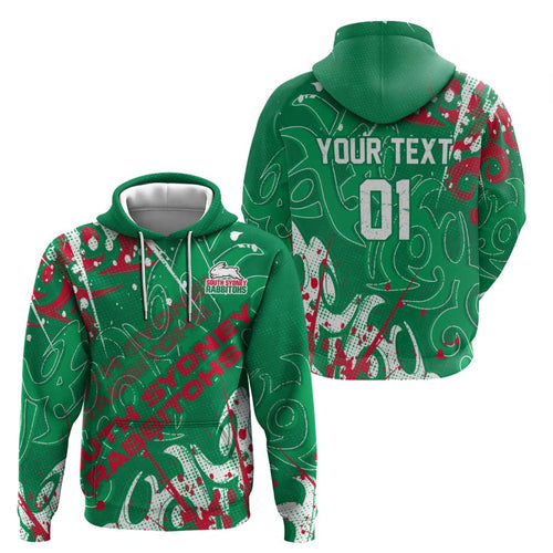 Personalized South Sydney Rabbitohs Rugby Hoodie Urban Street Graffiti Style - Distressed Splatter Elements