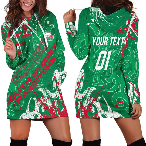 Personalized South Sydney Rabbitohs Rugby Hoodie Dress Urban Street Graffiti Style - Distressed Splatter Elements
