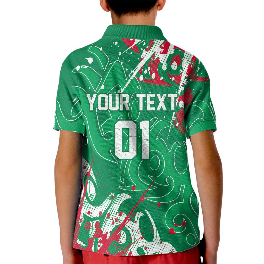 Personalized South Sydney Rabbitohs Rugby Kid Polo Shirt Urban Street Graffiti Style - Distressed Splatter Elements