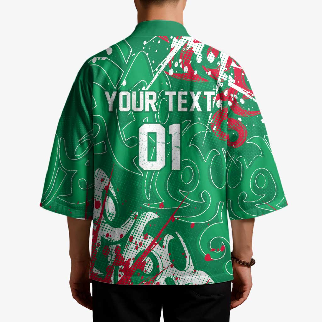 Personalized South Sydney Rabbitohs Rugby Kimono Urban Street Graffiti Style - Distressed Splatter Elements