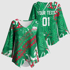 Personalized South Sydney Rabbitohs Rugby Kimono Sleeve Blouse Urban Street Graffiti Style - Distressed Splatter Elements