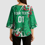 Personalized South Sydney Rabbitohs Rugby Kimono Sleeve Blouse Urban Street Graffiti Style - Distressed Splatter Elements