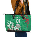 Personalized South Sydney Rabbitohs Rugby Leather Tote Bag Urban Street Graffiti Style - Distressed Splatter Elements