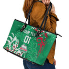 Personalized South Sydney Rabbitohs Rugby Leather Tote Bag Urban Street Graffiti Style - Distressed Splatter Elements
