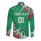 Personalized South Sydney Rabbitohs Rugby Long Sleeve Button Shirt Urban Street Graffiti Style - Distressed Splatter Elements