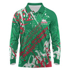 Personalized South Sydney Rabbitohs Rugby Long Sleeve Polo Shirt Urban Street Graffiti Style - Distressed Splatter Elements